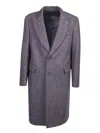 Lardini Single-breasted Wool Blend Midi Coat In Blue