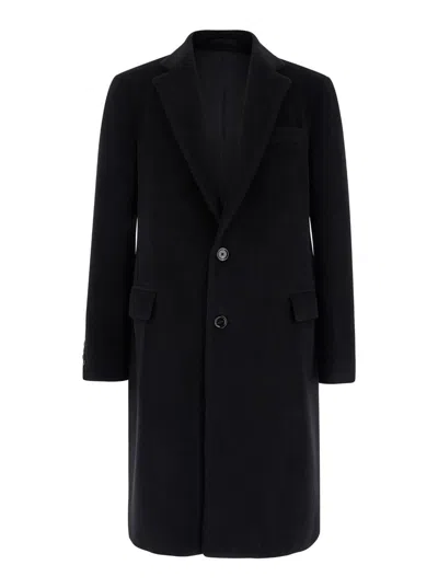 Lardini Black Single-breasted Coat With Notched Revers