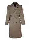 Lardini Double-breasted Wool Trench Coat In Beige