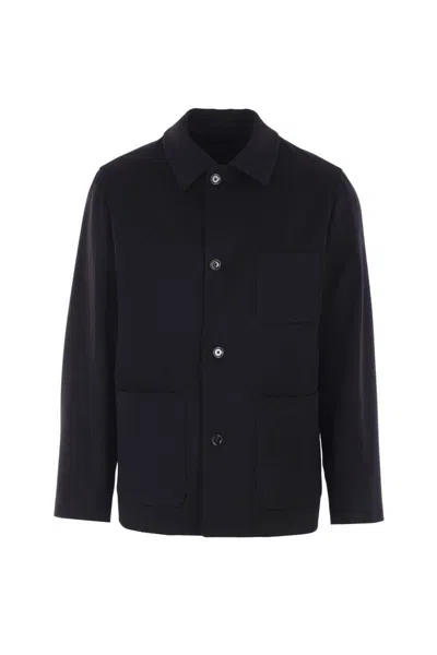Lardini Patch-pocket Pointed-collar Coat In Black