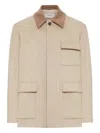 Lardini Wool Jacket With Contrasting Collar In Neutral
