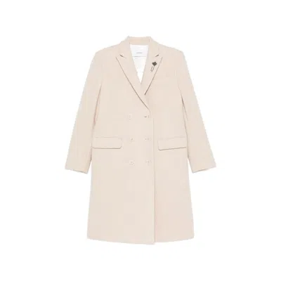 Lardini Double-breasted Notched-lapel Wool Coat In Neutral