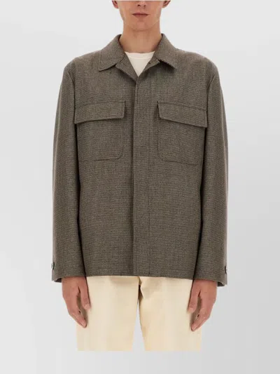 LARDINI COLLAR JACKET FLAP POCKETS