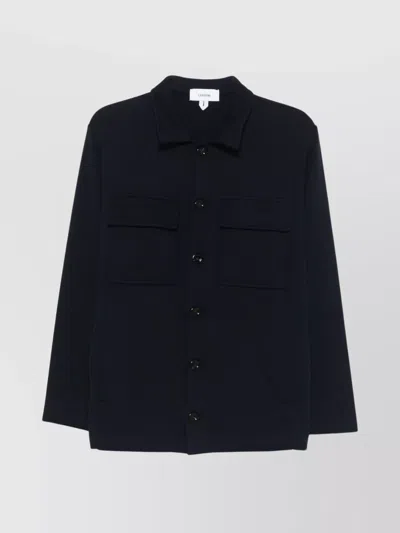 Lardini Collared Cotton Jacket With Multiple Pockets In Blue