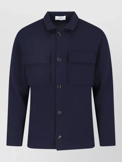 Lardini Collared Jacket Long Sleeves Textured Fabric Pockets In Multi
