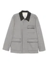 Lardini Contrast-collar Wool Shirt Jacket In Gray