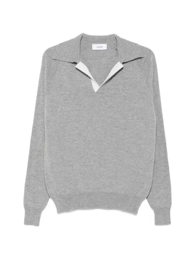 Lardini Contrast-trim Long-sleeve Sweater In Gray