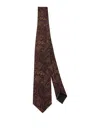 Lardini Pure Silk Tie With Brown And Red Geometric Pattern In White