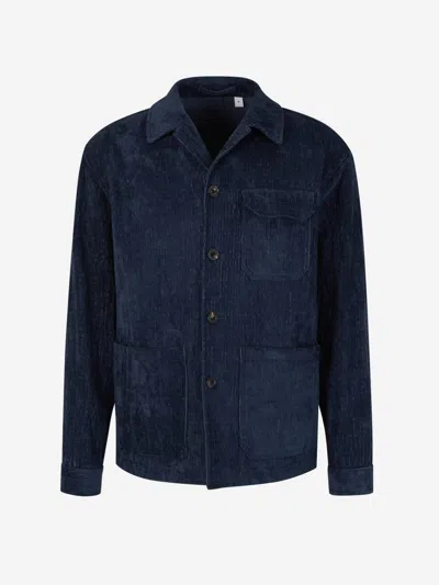 Lardini Corduroy Button Overshirt In Midnight Blue