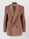 Lardini Corduroy Double-breasted Blazer Notched Lapels In Brown