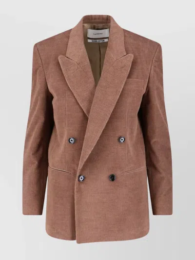 LARDINI CORDUROY DOUBLE-BREASTED BLAZER NOTCHED LAPELS