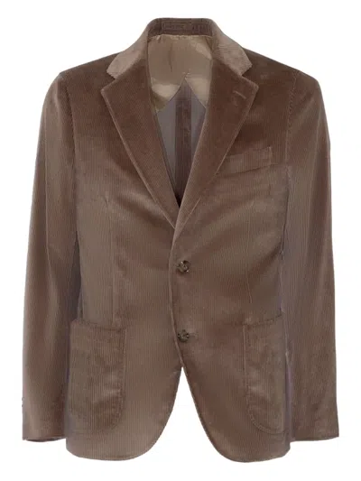 Lardini Corduroy Single-breasted Blazer In Brown