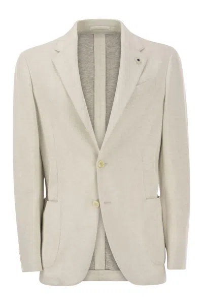 Lardini Cotton And Cashmere Blend Blazer For Men In Gray