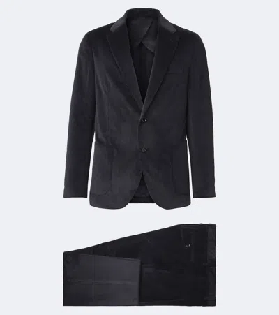 Lardini Cotton And Cashmere Corduroy Suit In Blue