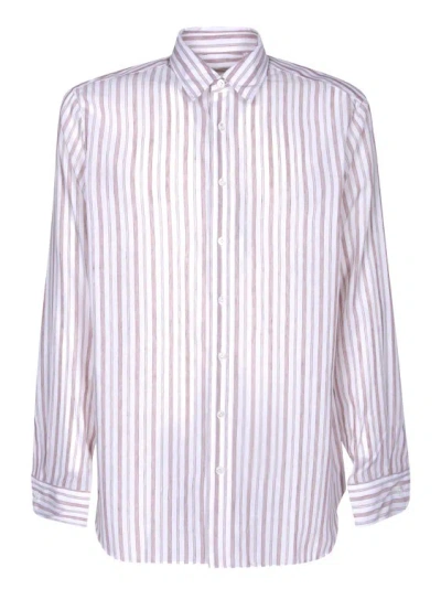 Lardini Stripe Cotton And Linen Shirt In White