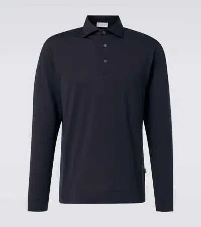 Lardini Cotton And Silk Polo Sweater In Blue