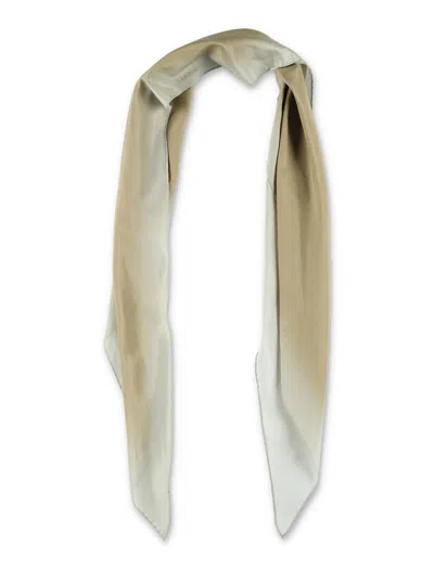 Lardini Rectangular Cotton Silk Scarf Geometric Pattern In Green