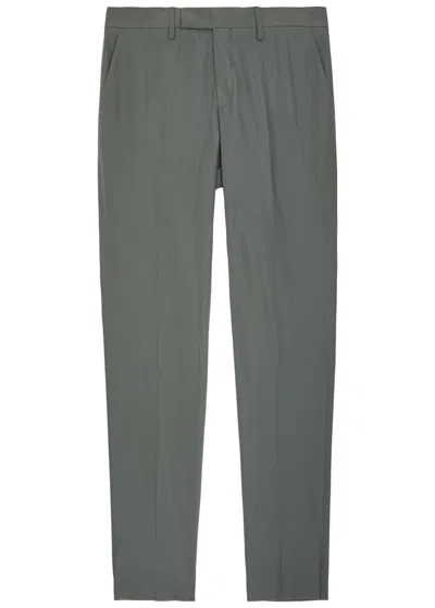 Lardini Cotton And Silk-blend Trousers In Gray