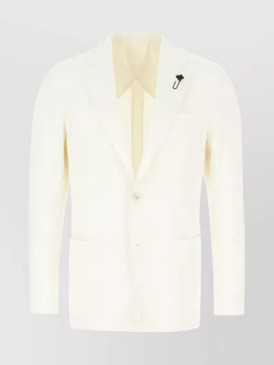 Lardini Cotton Blazer Stretch Chalk In Neutral