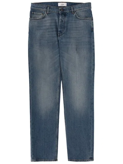Lardini Light Faded Whiskered Cotton Denim Jeans In Multi