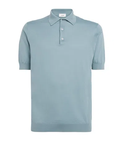 Lardini Cotton Knit Polo Shirt In Blue