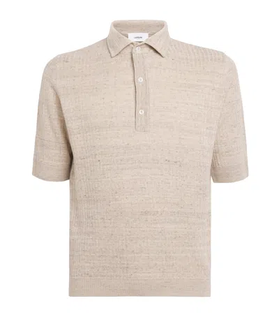 Lardini Cotton Knit Polo Shirt In Neutral