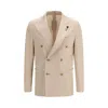 Lardini Double-breasted Patch-pocket Blazer In Neutral