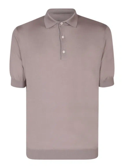 Lardini Taupe Cotton Polo Shirt In Grey