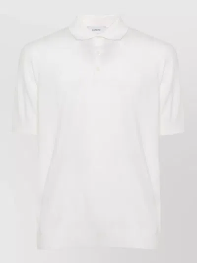 Lardini Cotton Polo Shirt Straight Fit Ribbed Trims In White