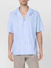 Lardini Cotton Shirt With Bowling Style Stripes In Blue