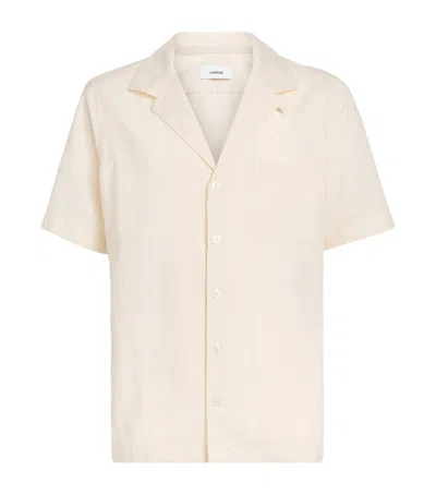 Lardini Cotton Stripe Short-sleeve Shirt In Ivory