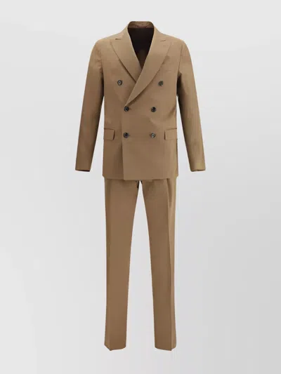 Lardini Cotton Suit Peaked Lapels In Brown