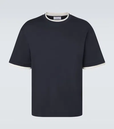 Lardini Crew Neck T Shirt Contrast Trim Design In Blue