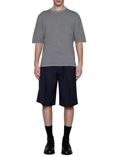 Lardini Cotton T-shirt With Striped Pattern In Black