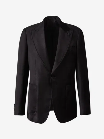 Lardini Cotton Velvet Blazer In Black