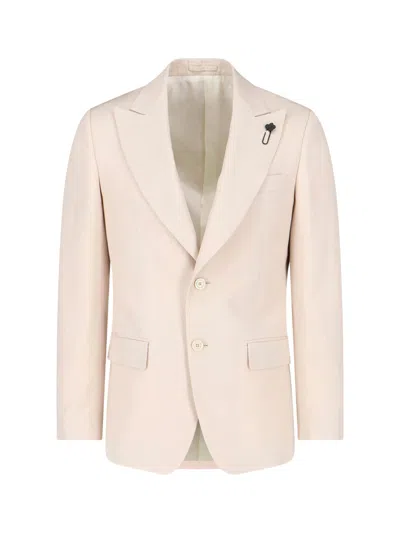 Lardini Cream Single-breasted Viscose Blazer In Neutral