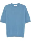 Lardini Crew Neck Knitwear In Light Blue Linen And Cotton In Blue