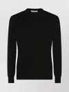 Lardini Crew Neck Long Sleeve Sweater With Ribbed Cuffs In Black