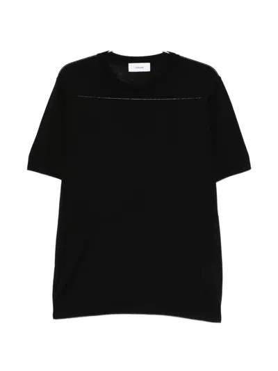 Lardini Crew Neck Short-sleeve Knitwear In Black