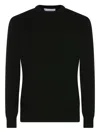 Lardini Crew Neck Long Sleeve Sweater With Ribbed Cuffs In Black