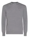 Lardini Long Sleeve Crew Neck Sweater With Ribbed Hem In Gray