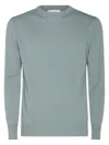 Lardini Crew Neck Long Sleeve Sweater With Ribbed Cuffs In Green