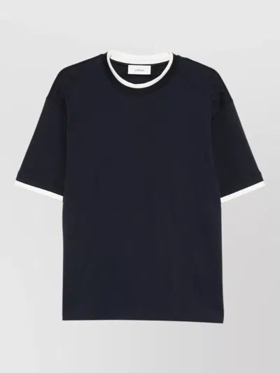 Lardini Crew Neck T Shirt Contrast Trim Design In Blue
