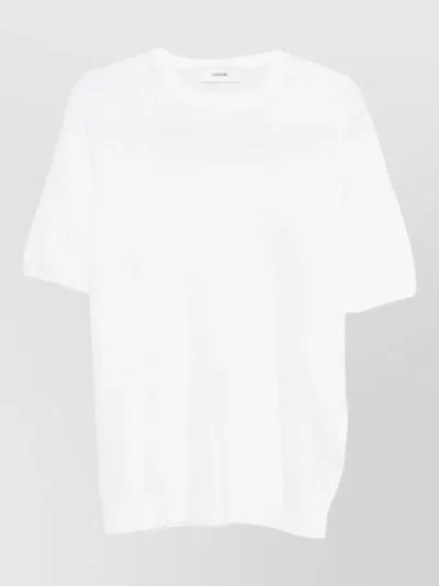 Lardini Crew Neck T Shirt Ribbed Trim In White