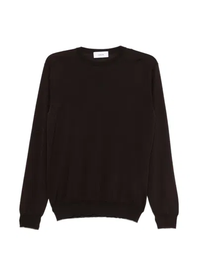 Lardini Crew-neck Long-sleeve Sweater In Brown