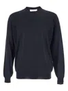 Lardini Crewneck Ribbed-hem Sweater In Blue