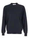 Lardini Crewneck Ribbed-hem Sweater In Blue