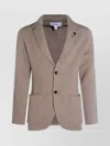 Lardini Crewneck Sweater With Front Pockets And Lapel Collar In Multi
