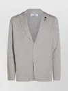 Lardini Crewneck Sweater With Notch Lapel And Patch Pockets In Gray