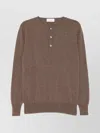Lardini Crewneck Sweater With Ribbed Cuffs Size M In Brown